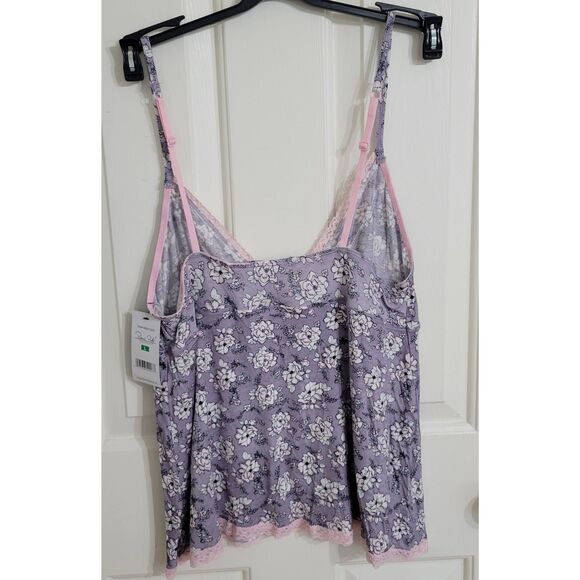 Rene Rofe' Sleepwear Cami Shorts Set Sz L New Floral Lace Trim Deep V Sleeveless - Picture 5 of 11